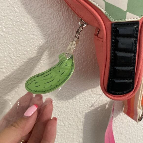 NWT- Betsey Johnson-XO pickle ball purse coral and green - Picture 3 of 8